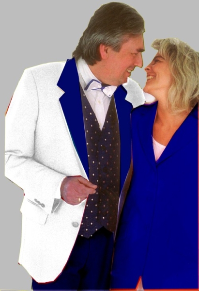 Herrenjacke Elferrat weiß, blauer Kragen Gr. 60 Sonderangebot